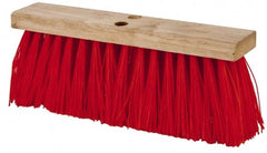PRO-SOURCE - 16" Rough Surface Synthetic Push Broom - 3-1/4" Bristle Length, Wood Block, Tapered Handle Connection, Handle Sold Separately - Exact Tooling