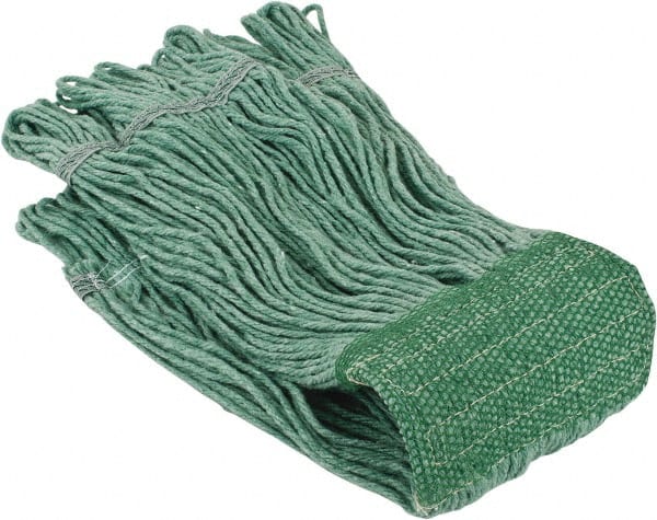 PRO-SOURCE - 5" Green Head Band, Small Blended Fiber Loop End Mop Head - 4 Ply, Clamp Jaw Connection, Use for General Purpose - Exact Tooling