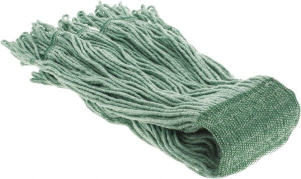 PRO-SOURCE - 5" Green Head Band, X-Large Blended Fiber Loop End Mop Head - 4 Ply, Clamp Jaw Connection, Use for General Purpose - Exact Tooling