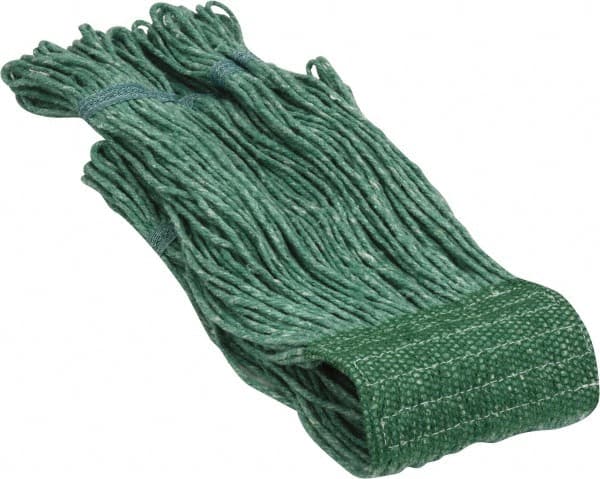 PRO-SOURCE - 5" Green Head Band, Medium Blended Fiber Loop End Mop Head - 4 Ply, Clamp Jaw Connection, Use for General Purpose - Exact Tooling