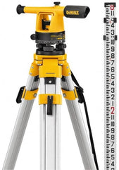 DeWALT - 20x Magnification, 5 to 200 Ft. Measuring Range, Transit Optical Level Kit - Accuracy 1/4 Inch at 100 Ft., Kit Includes Aluminum Tripod with Quick Adjust Legs - Exact Tooling