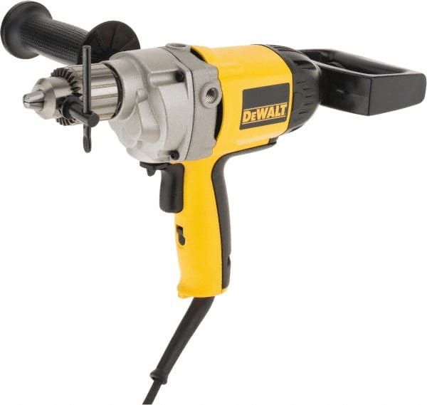 DeWALT - 1/2" Keyed Chuck, 550 RPM, Spade Handle Electric Drill - 9 Amps, 120 Volts, Reversible, Includes 2-Position Rear Spade Handle, 3-Position Side Handle, Chuck Key with Holder - Exact Tooling