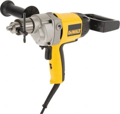DeWALT - 1/2" Keyed Chuck, 550 RPM, Spade Handle Electric Drill - 9 Amps, 120 Volts, Reversible, Includes 2-Position Rear Spade Handle, 3-Position Side Handle, Chuck Key with Holder - Exact Tooling