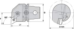 Kennametal - Left Hand Cut, Size KM63, DN.. Insert Compatiblity, Internal Modular Turning & Profiling Cutting Unit Head - 43mm Ctr to Cutting Edge, 60mm Head Length, Through Coolant, Series Kenloc - Exact Tooling