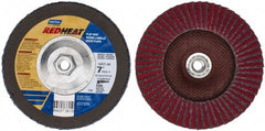 Norton - 40 Grit, 7" Disc Diam, 5/8-11 Center Hole, Type 29 Ceramic Flap Disc - 8,600 Max RPM, Fiberglass Backing, Arbor Attaching System, Coated - Exact Tooling