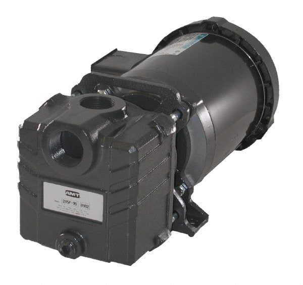 American Machine & Tool - 115/230 Volt, 1 Phase, 1/3 HP, Self Priming Centrifugal Pump - ODP Motor, Cast Iron Housing and Impeller, 52 Ft. Shut Off - Exact Tooling