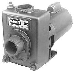 American Machine & Tool - 115/230 Volt, 1 Phase, 1/2 HP, Self Priming Centrifugal Pump - 1-1/2 Inch Inlet, 74 Head Pressure, Cast Iron Housing and Impeller - Exact Tooling