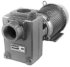 American Machine & Tool - 230/460 Volt, 3 Phase, 3 HP, Self Priming Centrifugal Pump - 3 Inch Inlet, 65 Head Pressure, Cast Iron Housing, Bronze Impeller - Exact Tooling