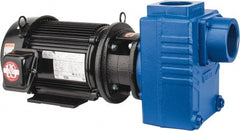 American Machine & Tool - 230/460 Volt, 3 Phase, 5 HP, Self Priming Centrifugal Pump - 3 Inch Inlet, 90 Head Pressure, Cast Iron Housing, Bronze Impeller - Exact Tooling