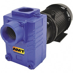 American Machine & Tool - 230/460 Volt, 3 Phase, 7-1/2 HP, Self Priming Centrifugal Pump - 3 Inch Inlet, 110 Head Pressure, Cast Iron Housing, Bronze Impeller - Exact Tooling