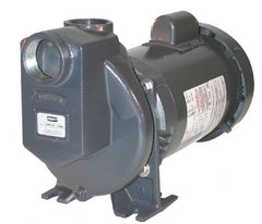American Machine & Tool - 115/230 Volt, 1 Phase, 3/4 HP, Self Priming Pump - 1-1/2 Inch Inlet, 52 Head Pressure, Stainless Steel and Cast Iron Housing, Stainless Steel Impeller, PTFE Seal - Exact Tooling