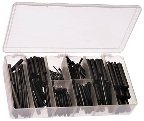 Precision Brand - 300 Piece, 1/16 to 3/8" Pin Diam, Spring Pin Assortment - 1/4 to 2-1/2" Long, Steel - Exact Tooling