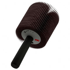 3M - 1" Diam x 1" Face Width, Medium Aluminum Oxide Coated Mounted Flap Wheel - 1/4" Shank Mount, 60 Grit, XE Weighted Cloth Backing, 30,000 Max RPM - Exact Tooling