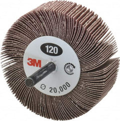 3M - 3" Diam x 1" Face Width, Fine Aluminum Oxide Coated Mounted Flap Wheel - Exact Tooling