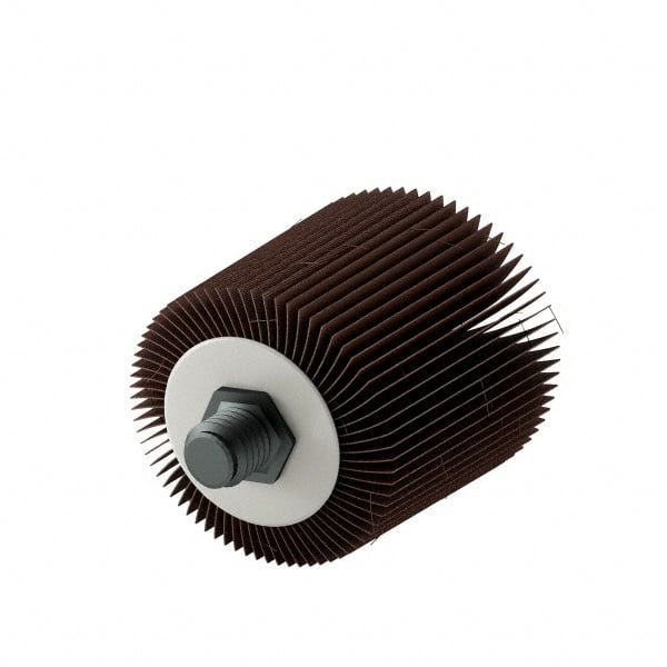 3M - 1" Diam x 1" Face Width, Medium Aluminum Oxide Coated Mounted Flap Wheel - Exact Tooling