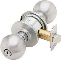 Schlage - 1-3/8 to 1-7/8" Door Thickness, Satin Chrome Privacy Knob Lockset - Exact Tooling