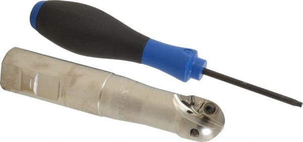 Seco - 1" Cut Diam, 0.86" Max Depth of Cut, 1" Shank Diam, 5.04" OAL, Indexable Ball Nose End Mill - 2" Head Length, Straight Shank, R218.20 Toolholder, 218.20-125.R Insert - Exact Tooling