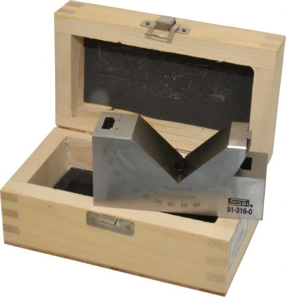 SPI - 3-3/4 Inch Long x 1-3/16 Inch Wide x 2 Inch High, Tool Steel, 0 to 60° Adjustable Angle Block - 10 Min. Accuracy, 50-55 RC Hardness - Exact Tooling