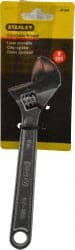 Stanley - 1" Jaw Capacity, 8" Standard Adjustable Wrench - Chrome Vanadium Steel, Chrome Finish, 8-1/8" OAL - Exact Tooling