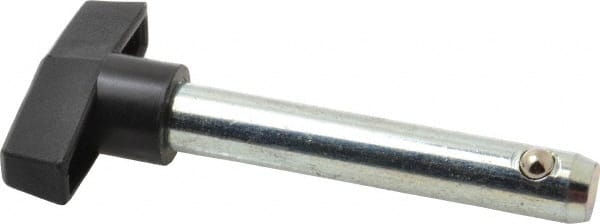 Value Collection - 1/2" Diam, 3" Usable Length, T Handle, Quick Release Pin - 3" OAL, Grade C1010/C1022 Steel, Zinc-Plated Finish - Exact Tooling