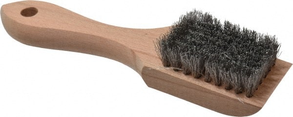 PRO-SOURCE - 1/2" Bristle Length, Aluminum Scouring Brush - 2-1/2" Long x 1-5/8" Wide Head, 6-3/4" OAL, White, Wood Block - Exact Tooling