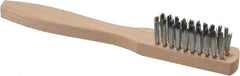 Made in USA - 7-1/2" OAL, Steel Utility Brush - 9/16" Bristle Length, 1-1/2" Long x 1/2" Wide Head, Straight Hardwood Handle - Exact Tooling