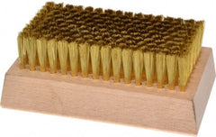 Made in USA - 3/4" Bristle Length, Brass Cleaning & Finishing Brush - 4-1/4" Long x 2-1/2" Wide Head, 4-1/4" OAL, Hardwood Block - Exact Tooling