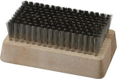 Made in USA - 3/4" Bristle Length, Stainless Steel Cleaning & Finishing Brush - 4-1/4" Long x 2-1/2" Wide Head, 4-1/4" OAL, Hardwood Block - Exact Tooling