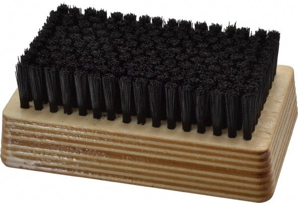 Made in USA - 3/4" Bristle Length, Synthetic Cleaning & Finishing Brush - 4-1/4" Long x 2-1/2" Wide Head, 4-1/4" OAL, Hardwood Block - Exact Tooling