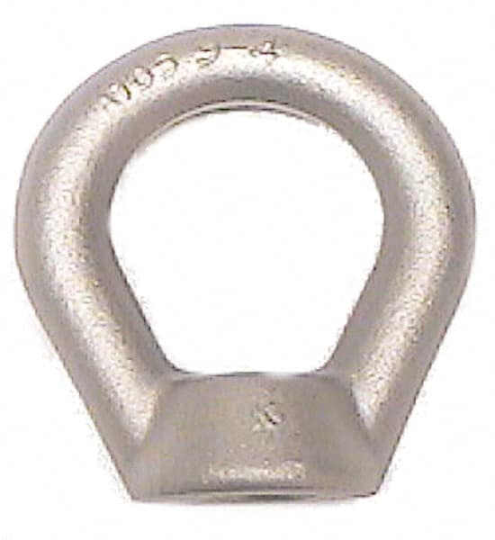 Made in USA - 35,600 Lb Capacity, 1-1/2-6 Thread, Carbon Steel Lifting Eye Nut - Grade C-1045, 6.63" Long x 6-5/8" High, 3-1/2" Inside & 5-1/4" Outside Eye Diam, 3-1/8" Bell/Base Width - Exact Tooling