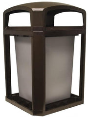 Rubbermaid - 35 Gal Brown Square Trash Can - Polycarbonate, 40" High x 26" Long x 26" Wide - Exact Tooling