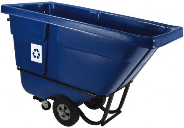 Rubbermaid - 1/2 Cu Yd Blue Rectangle Recycling Container - Polyethylene, 38-5/8" High x 60-1/2" Long x 28" Wide - Exact Tooling