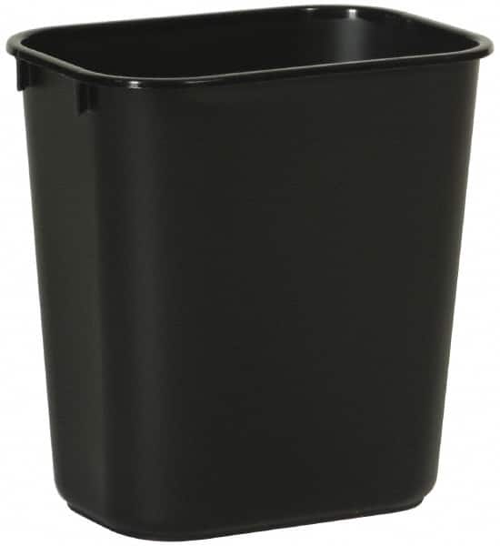 Rubbermaid - 14 Qt Black Rectangle Trash Can - Polyethylene, 12-1/8" High x 11-3/8" Long x 8-1/4" Wide - Exact Tooling