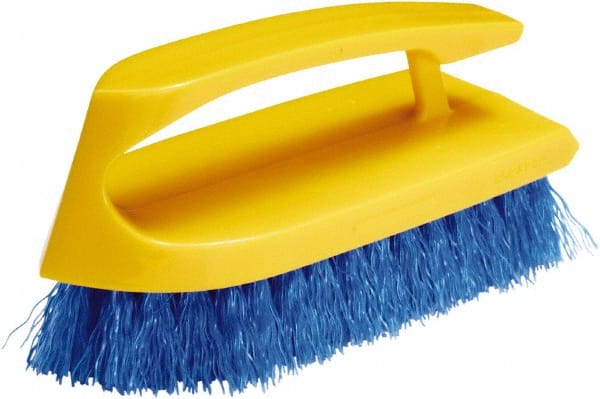 Rubbermaid - 1" Bristle Length, Synthetic Scrub Brush - 6" OAL, Easy Grip Handle, Blue, Plastic Block - Exact Tooling