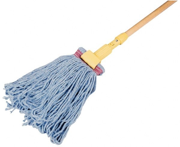 Rubbermaid - 5" Blue Head Band, Large Blended Fiber Loop End Mop Head - 4 Ply, Clamp Jaw Connection, Use for General Purpose - Exact Tooling