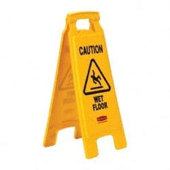 Rubbermaid - Caution - Wet Floor, 11" Wide x 25" High, Plastic Floor Sign - A-Frame, Black on Yellow, For Accident Prevention - Exact Tooling