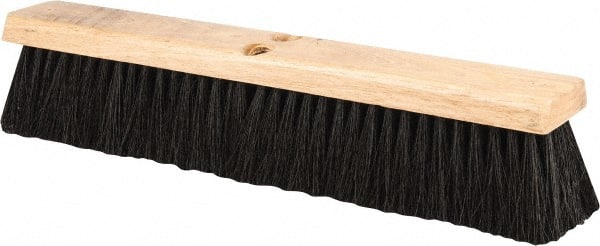 PRO-SOURCE - 18" General Purpose Polypropylene Push Broom - 3" Bristle Length, Wood Block, Threaded Handle Connection, Handle Sold Separately - Exact Tooling