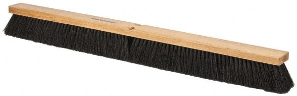 PRO-SOURCE - 36" General Purpose Polypropylene Push Broom - 3" Bristle Length, Wood Block, Threaded Handle Connection, Handle Sold Separately - Exact Tooling