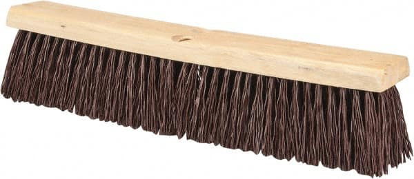 PRO-SOURCE - 18" Heavy Duty Polypropylene Push Broom - 3-1/4" Bristle Length, Wood Block, Threaded Handle Connection, Handle Sold Separately - Exact Tooling