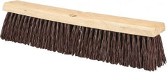 PRO-SOURCE - 18" Heavy Duty Polypropylene Push Broom - 3-1/4" Bristle Length, Wood Block, Threaded Handle Connection, Handle Sold Separately - Exact Tooling