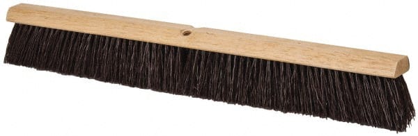 PRO-SOURCE - 30" Heavy Duty Polypropylene Push Broom - 3-1/4" Bristle Length, Wood Block, Threaded Handle Connection, Handle Sold Separately - Exact Tooling