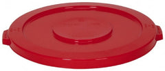 Continental - Round Lid for Use with 32 Gal Round Trash Cans - Red, Polyethylene, For Huskee Trash Cans - Exact Tooling