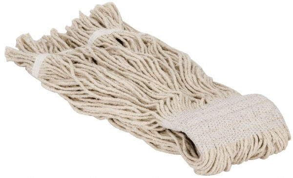 PRO-SOURCE - 5" White Head Band, X-Large Cotton Cut End Mop Head - 4 Ply, Clamp Jaw Connection, Use for General Purpose - Exact Tooling
