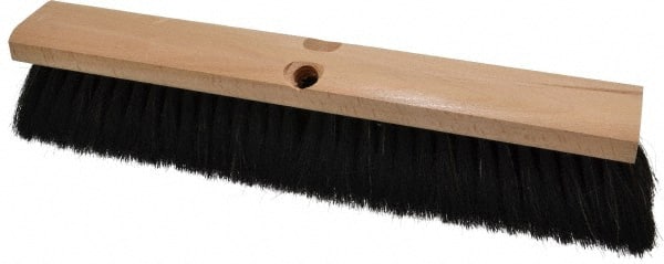 PRO-SOURCE - 16" General Purpose Horsehair Push Broom - 3" Bristle Length, Wood Block, Threaded Handle Connection, Handle Sold Separately - Exact Tooling