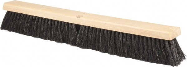 PRO-SOURCE - 24" General Purpose Horsehair Push Broom - 3" Bristle Length, Wood Block, Threaded Handle Connection, Handle Sold Separately - Exact Tooling