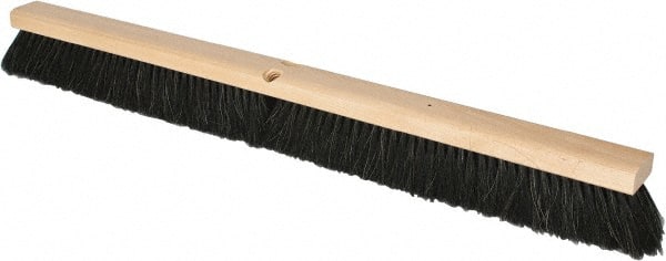 PRO-SOURCE - 36" General Purpose Horsehair Push Broom - 3" Bristle Length, Wood Block, Threaded Handle Connection, Handle Sold Separately - Exact Tooling