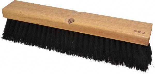 PRO-SOURCE - 14" General Purpose Horsehair Blend Push Broom - 3" Bristle Length, Wood Block, Threaded Handle Connection, Handle Sold Separately - Exact Tooling