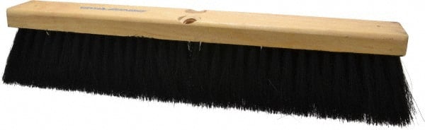 PRO-SOURCE - 18" General Purpose Horsehair Blend Push Broom - 3" Bristle Length, Wood Block, Threaded Handle Connection, Handle Sold Separately - Exact Tooling