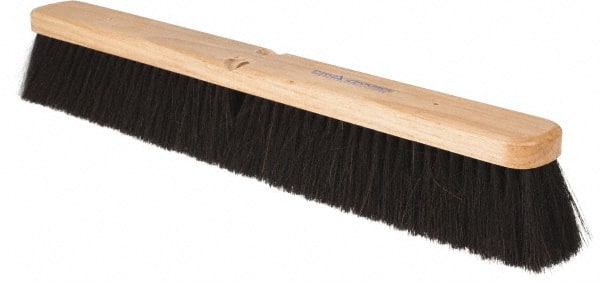 PRO-SOURCE - 24" General Purpose Horsehair Blend Push Broom - 3" Bristle Length, Wood Block, Threaded Handle Connection, Handle Sold Separately - Exact Tooling
