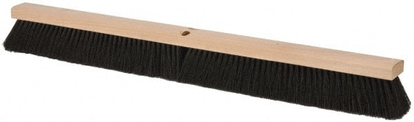 PRO-SOURCE - 36" General Purpose Horsehair Blend Push Broom - 3" Bristle Length, Wood Block, Threaded Handle Connection, Handle Sold Separately - Exact Tooling
